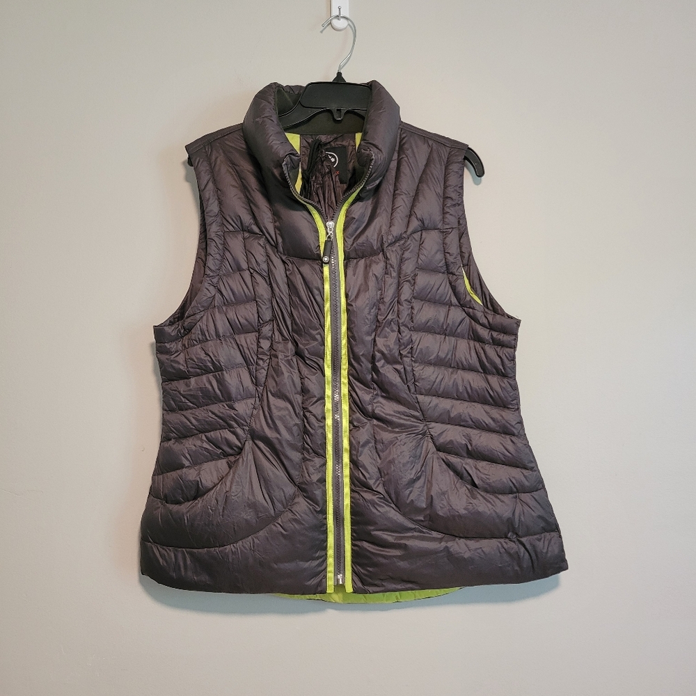 Halifax Traders Women's Down Blend Vest - Gray with Yellow Accents Size XL
